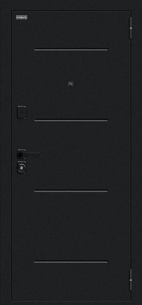 Фото Дверь Техно/SBlack Букле черное/White Silk BR6200